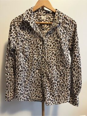 J.Crew Factory The Perfect Shirt Leopard Print Button Down Blouse Women’s Small
